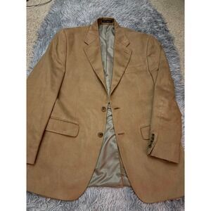 Chaps Ralph Lauren Tan Blazer 38R Suede Look Sport‎ Coat 2 Button Classic Fit